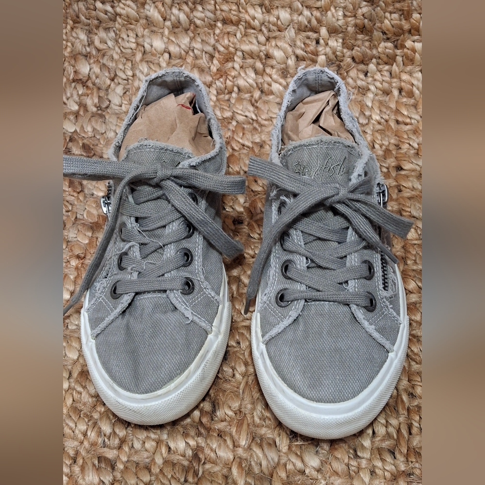BLOWFISH Malibu‎ Lace Up Distressed Canvas Summer Comfort Sneakers Shoes Gray 16
